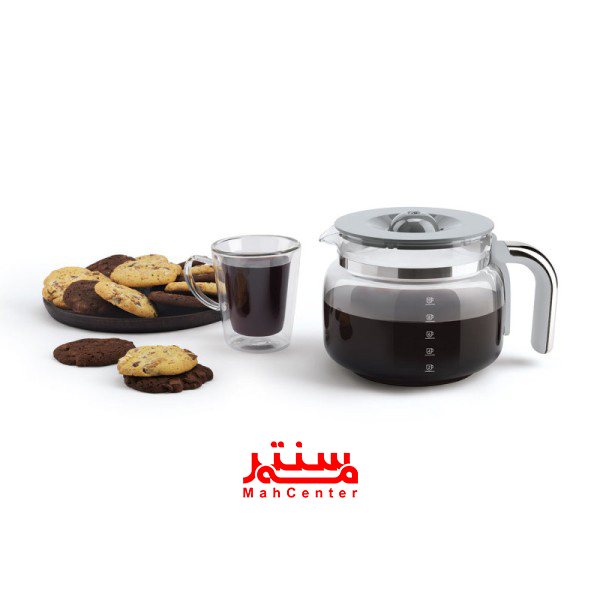 قهوه‌ساز لوکس اسمگ DCF02 مشکی مات، با قوری شیشه‌ای برای سرو 10 فنجان قهوه.