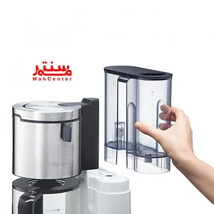 نمای نزدیک از قوری شیشه‌ای قهوه‌ساز بوش TKA8631 با ظرفیت 1.25 لیتر، مناسب برای 10 تا 15 فنجان.