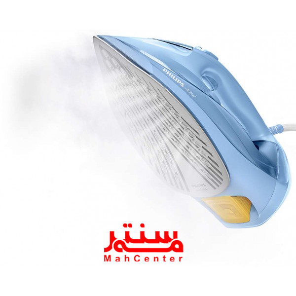 نمای نزدیک از اتو بخار فیلیپس GC4535 با سیستم ضدچکه و بخاردهی عمودی برای اتوکشی آسان.