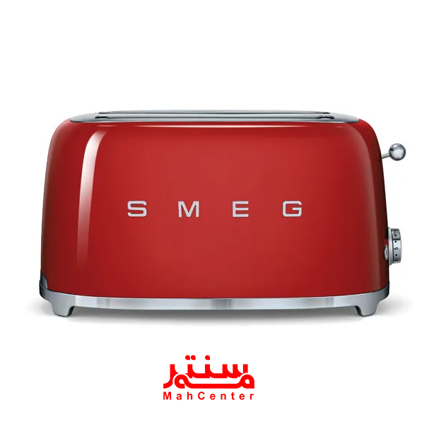 توستر اسمگ مدل TSF02 قرمز با طراحی رترو دهه 50، مناسب برای آشپزخانه‌های شیک و مدرن.