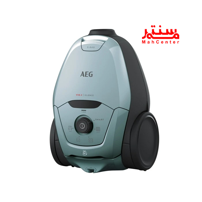 جاروبرقی آاگ مدل VX82-1-4MB با لوله تلسکوپی فلزی و خرطومی پلاستیکی، طراحی ارگونومیک برای راحتی در نظافت.