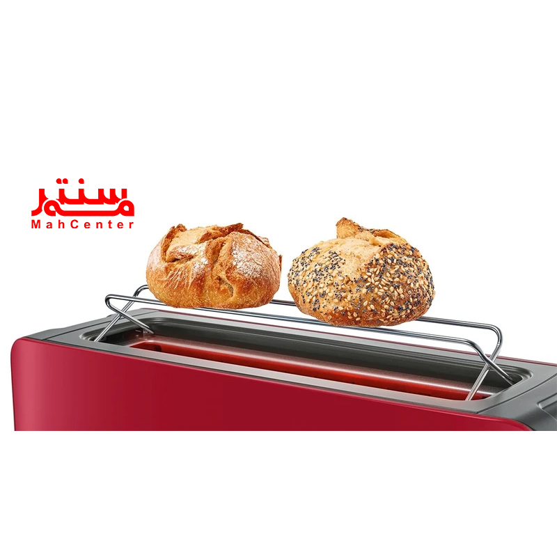 توستر بوش مدل TAT6A004 با طراحی شیک و قرمز رنگ، مناسب برای آشپزخانه‌های مدرن.
