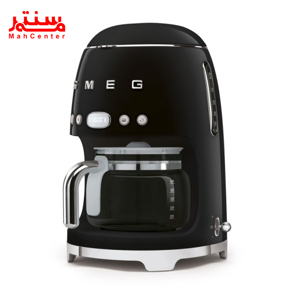 دستگاه قهوه‌ساز فیلتردار اسمگ DCF02 مشکی، با ظرفیت 1.4 لیتر و بدنه استیل ضدزنگ.