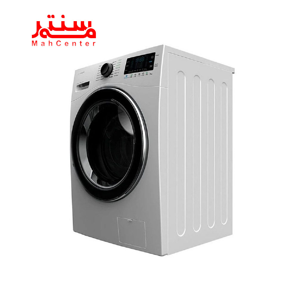 نمای کناری ماشین لباسشویی هوشمند اسنوا سری اکتا پلاس 9 کیلویی مدل swme92 استیل