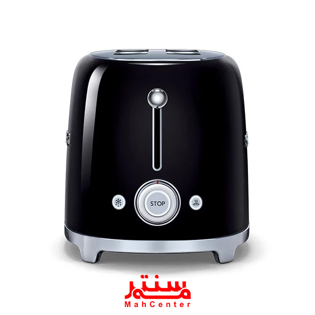 توستر دو درگاه اسمگ TSF02 مشکی با ظرفیت 4 تکه نان، ایده‌آل برای خانواده‌ها.