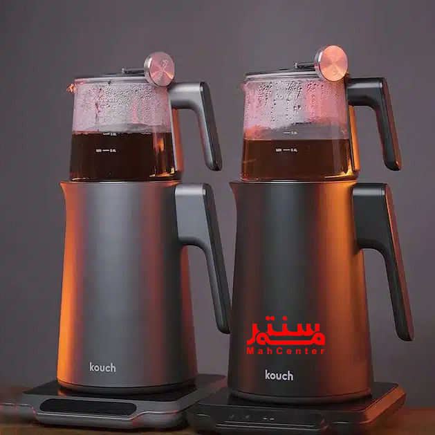 چای ساز کوخ مدل KT-2145 با کتری استیل و قوری شیشه‌ای