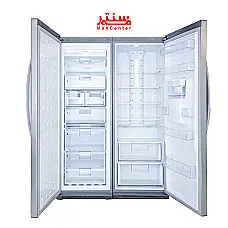 یخچال و فریزر دوقلو با طراحی استیل و صفحه نمایش دیجیتال، همراه با آب‌سردکن. - دوم