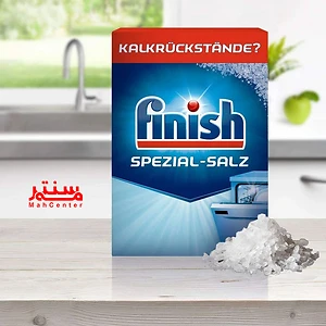 نمک فینیش کنار ماشین ظرفشویی در آشپزخانه مدرن
