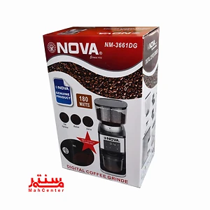 آسیاب قهوه نوا مدل NM-3661DG با بدنه استیل و صفحه نمایش لمسی