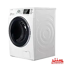 ماشین لباسشویی سفید درب از جلو با نمایشگر دیجیتال و طراحی مدرن. - دوم