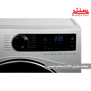 نمای نزدیک از صفحه نمایش LED لمسی ماشین لباسشویی دوو LM-990S با 14 برنامه شستشوی متنوع.