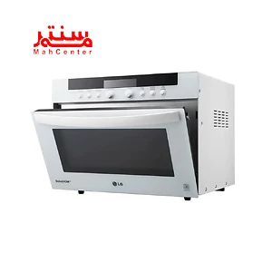 نمای سمت راست با در نیمه باز مایکروویو ال جی سولاردام ma3884vc