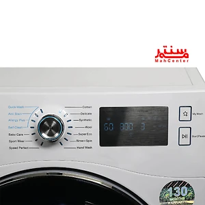 نمای جلوی ماشین لباسشویی 8 کیلویی دوو LM-880W با نمایشگر دیجیتال LED و طراحی کاربرپسند.
