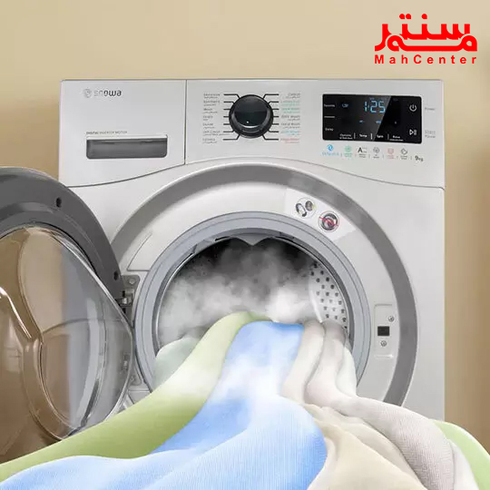 ماشین لباسشویی هوشمند اسنوا سری اکتا پلاس 9 کیلویی مدل swme92 استیل در آشپزخانه