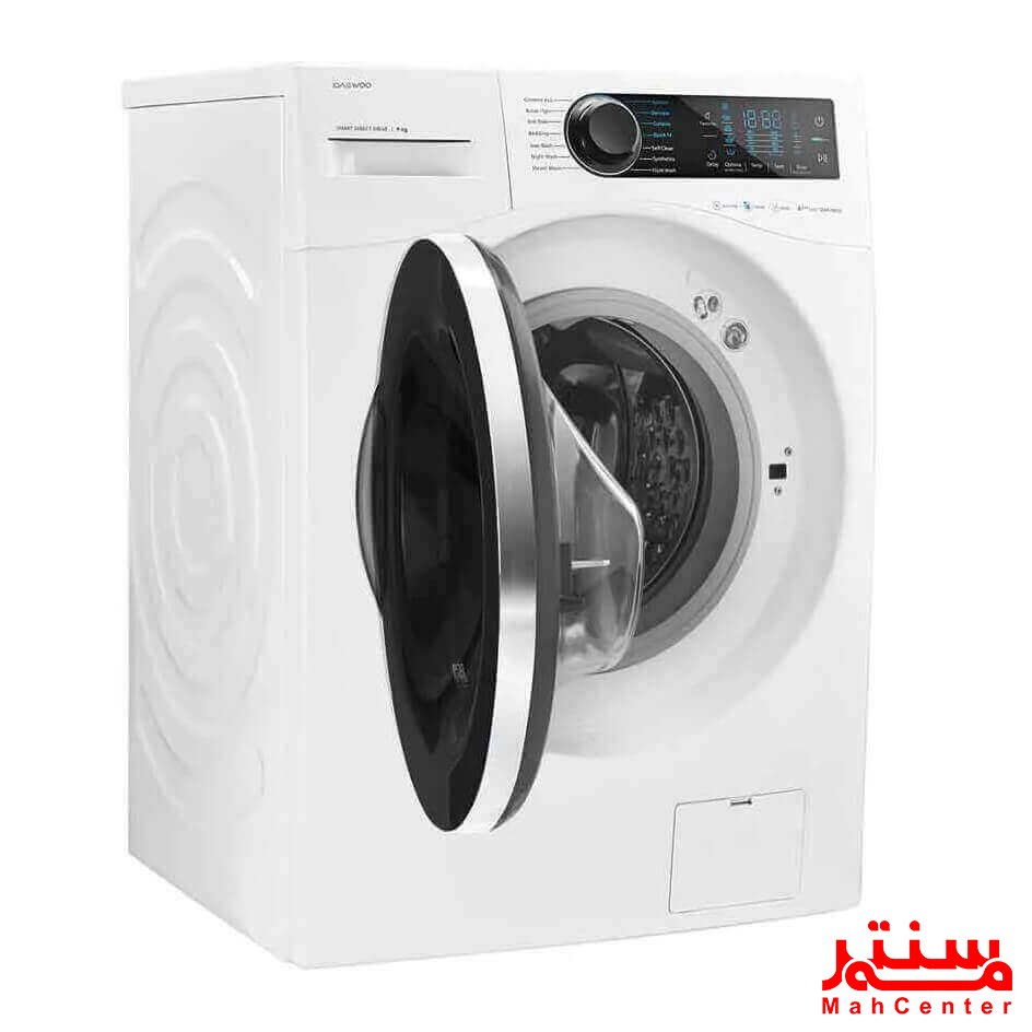 نمای نزدیک از پنل کنترل لمسی ماشین لباسشویی 9 کیلویی دوو LM-990W با طراحی مدرن.