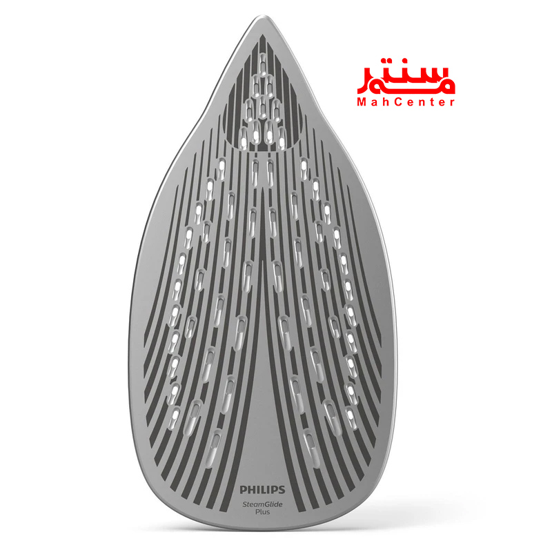 نمای نزدیک از کفی ضدخش SteamGlide Plus اتو بخار فیلیپس DST5010، با منافذ بخار برای عملکرد بهینه در اتوکشی.