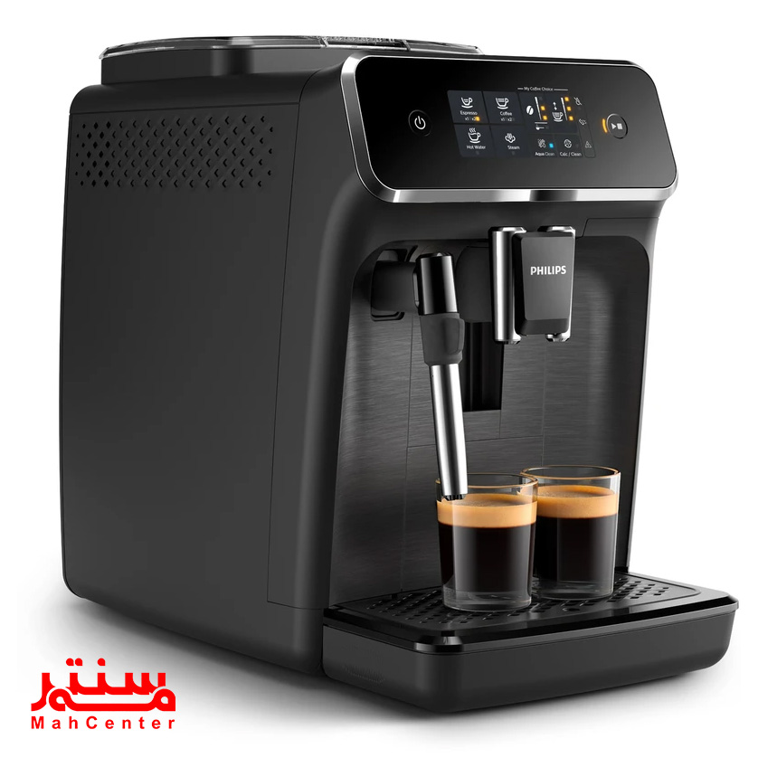 دستگاه قهوه‌ساز فیلیپس مدل EP2220 با آسیاب سرامیکی 12 مرحله‌ای برای تنظیم دقیق اندازه آسیاب قهوه.