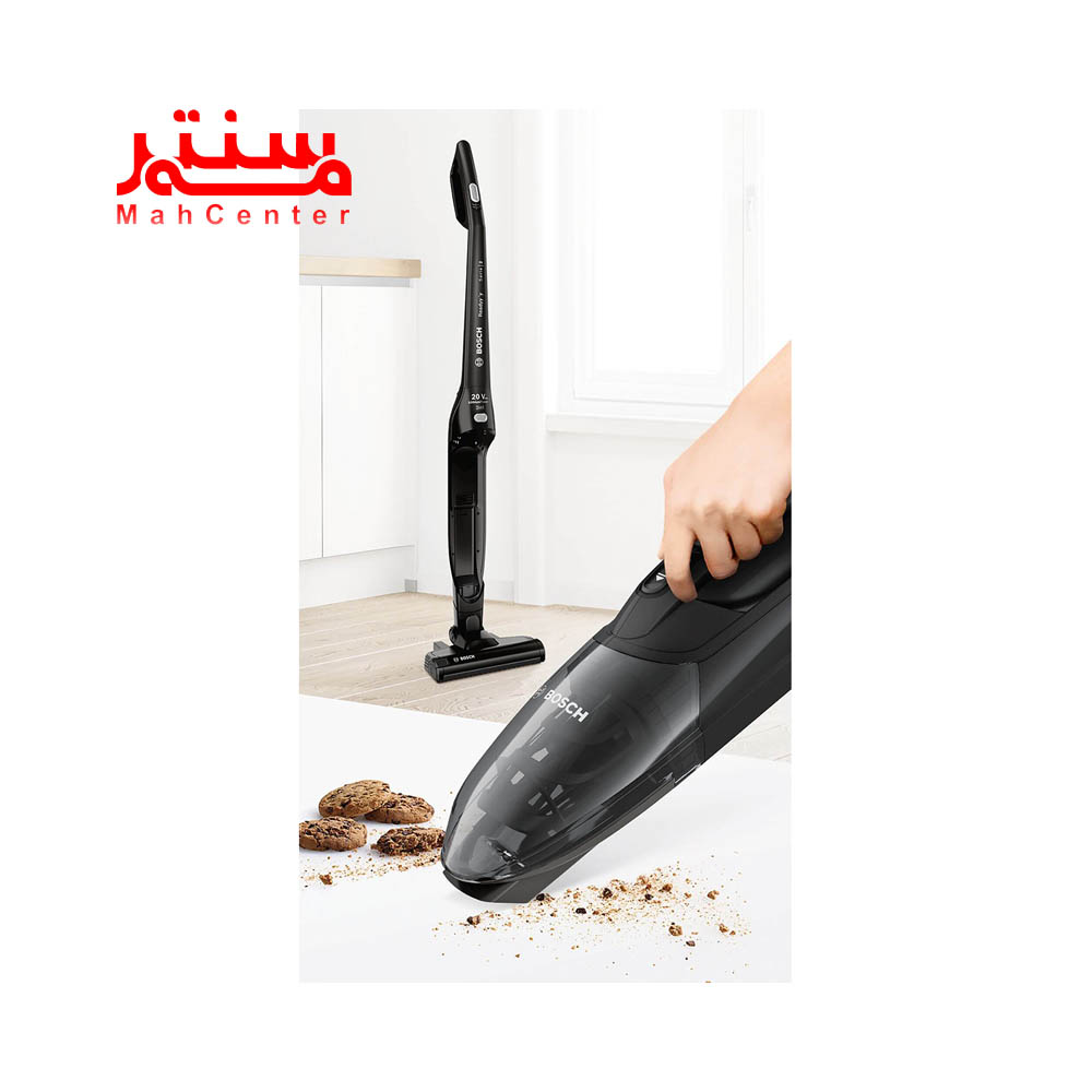 دستی در حال نظافت با جارو شارژی بوش مدل bchf220b