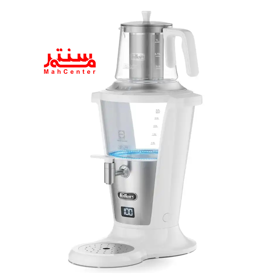 سماور برقی فلر مدل TS301 سفید با بدنه استیل و پلاستیک، مناسب برای تهیه چای و دمنوش در منزل.