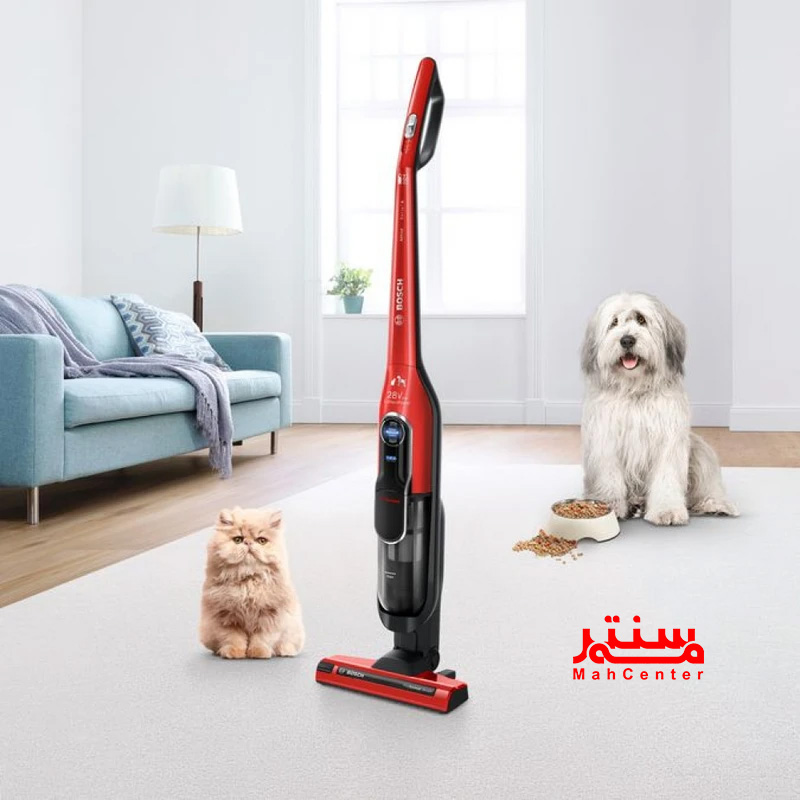 جارو شارژی بوش مدل BCH86PET1 با فناوری SensorBagless و نشانگر LED برای تمیز کردن فیلتر.