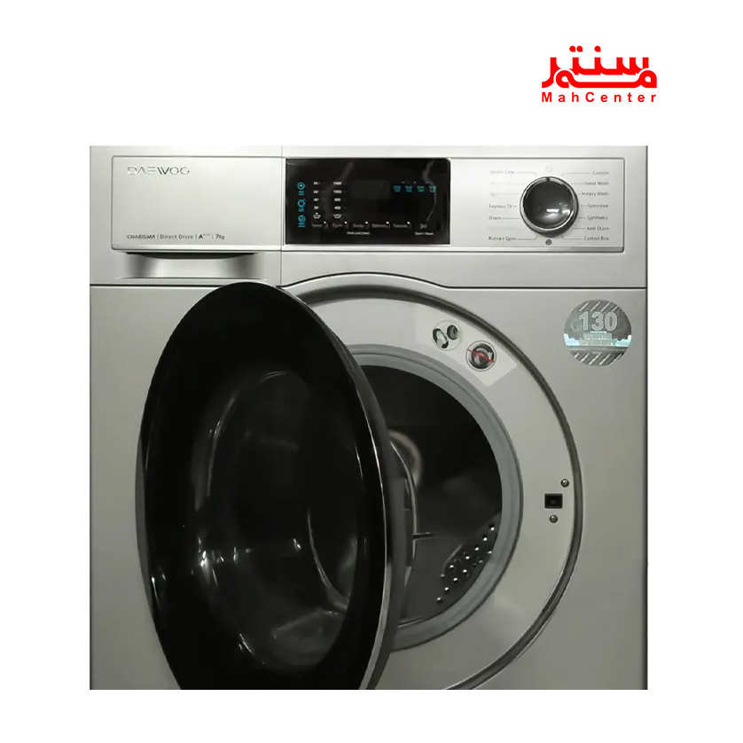 نمای نزدیک از پنل LED مکانیکی ماشین لباسشویی دوو LM-720S با 15 برنامه شستشوی متنوع.