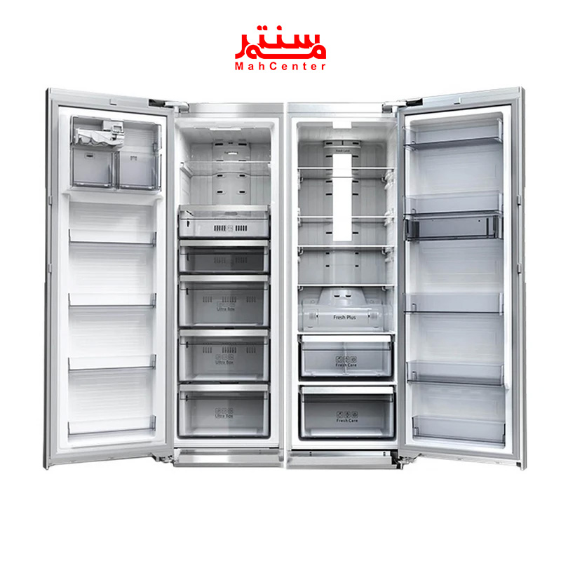 فضای داخلی یخچال دوو SRI/SFI-20MW با طبقات شیشه‌ای