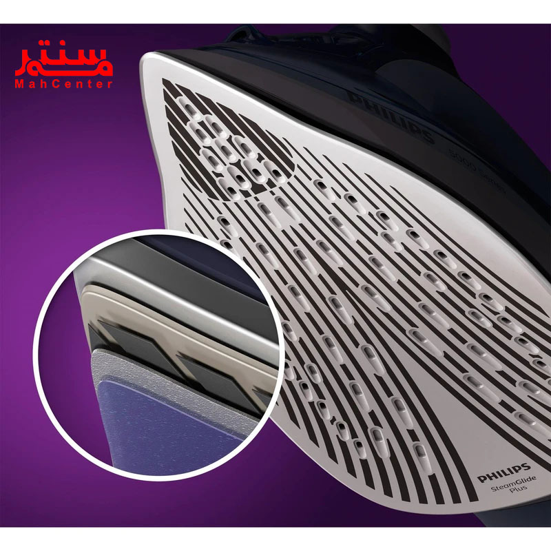 اتو بخار فیلیپس DST5010 با توان 2400 وات، در حال تولید بخار مداوم برای از بین بردن چروک‌های عمیق لباس.