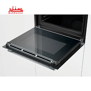 داخل فر توکار بوش HBG6725S1I با مخزن انتراسیت لعابی و ریل‌های تلسکوپی مقاوم در برابر حرارت.