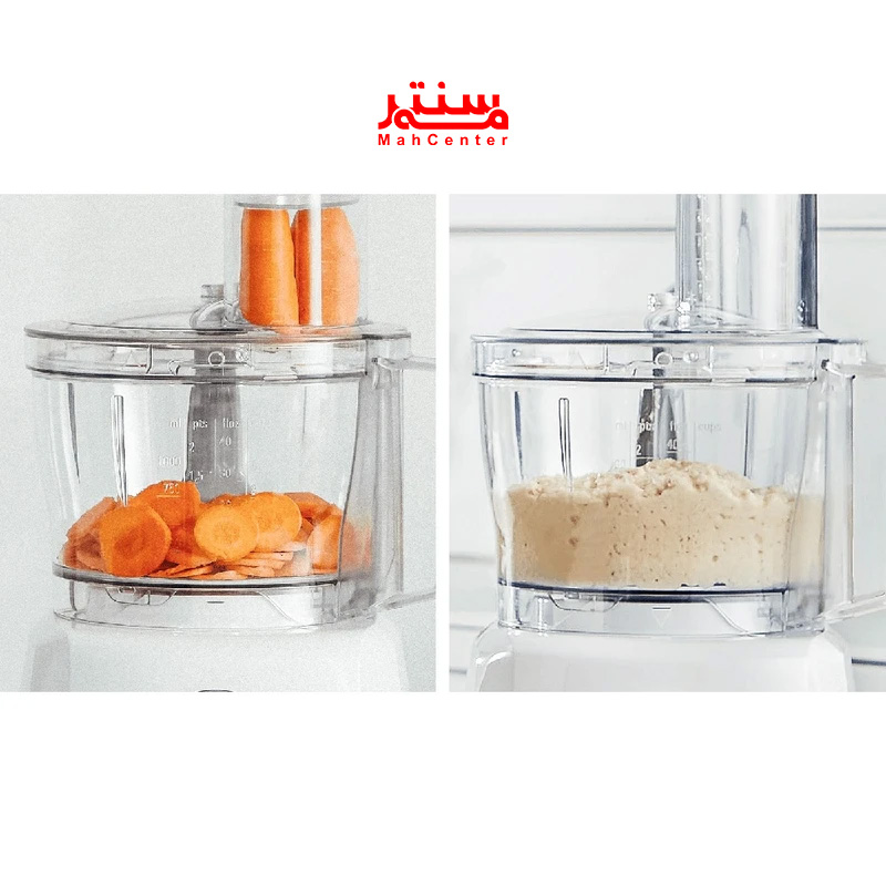 غذاساز بوش مدل MC812W620 سفید رنگ روی میز آشپزخانه.