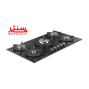 نمای کلی اجاق گاز صفحه‌ای 5 شعله آلتون G530DN با صفحه شیشه مشکی.