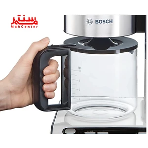 پنل کنترلی قهوه‌ساز بوش TKA8631 با دکمه‌های ساده و تایمر قابل برنامه‌ریزی.
