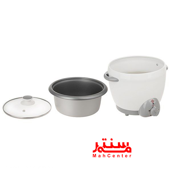 درب شیشه‌ای پیرکس سوپاپ‌دار پلوپز پارس خزر مدل TYAN در حال خروج بخار.