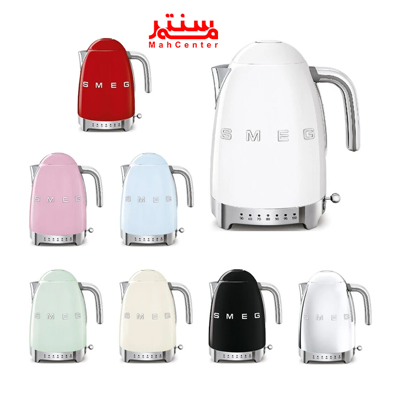 ین تصویر دو وسیله‌ی آشپزخانه از برند اسمگ (SMEG) را در یک پس‌زمینه زمستانی و جشن کریسمس نشان می‌دهد