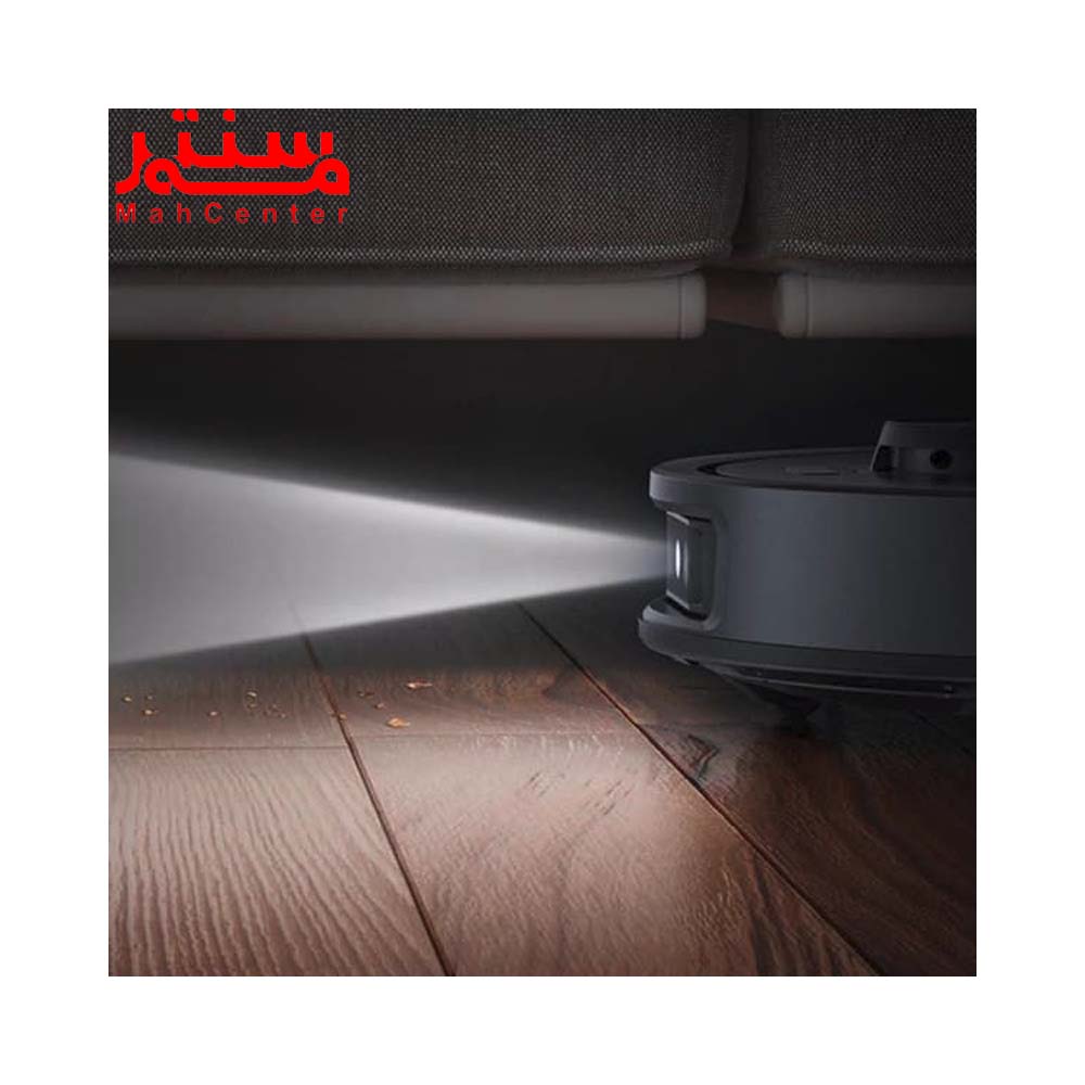 جارو رباتیک ایربات مدل x40-ultra در حال نظافت فضای تاریک زیر مبل
