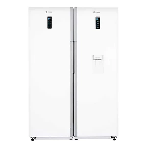 نمای روبه رویی یخچال و فریزر دوقلو 38 فوت اسنوا سری هایپر مدل srdi-sfdi-m210 سفید