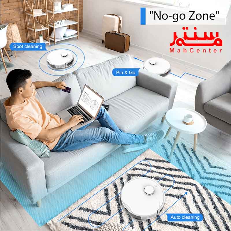 فردی در خانه و جارو رباتیک اسنگ مدل x20 pro al در حال نظافت