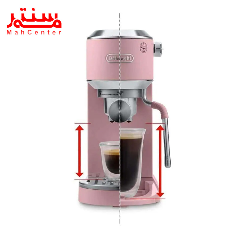 نمای روبه رویی اسپرسوساز دلونگی مدل ec890 صورتی
