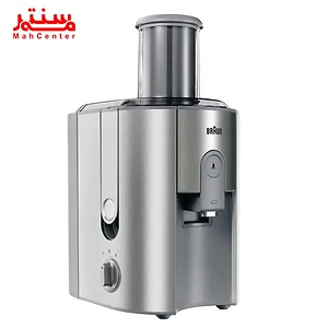 عکس از آبمیوه‌گیری پرسرعت و کم‌صدا براون مدل J700 به رنگ مشکی و نقره‌ای.