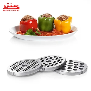 چرخ گوشت بوش مدل MFW68660 با توان 2200 وات و بدنه ترکیبی استیل و پلاستیک در رنگ مشکی و نقره‌ای.