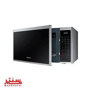نمای جلویی مایکروویو سامسونگ MG40J5133AT نقره‌ای با نمایشگر LED آبی.