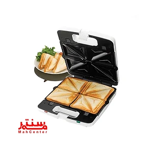 ساندویچ ساز کنوود مدل SM740 با بدنه سفید پلاستیکی مقاوم و صفحات نچسب تفلون برای تهیه ساندویچ‌های مثلثی.