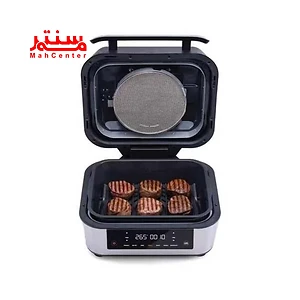 گریل دیجیتال نوتریکوک با طبخ استیک روی سینی گریل و نمایشگر دما و زمان.