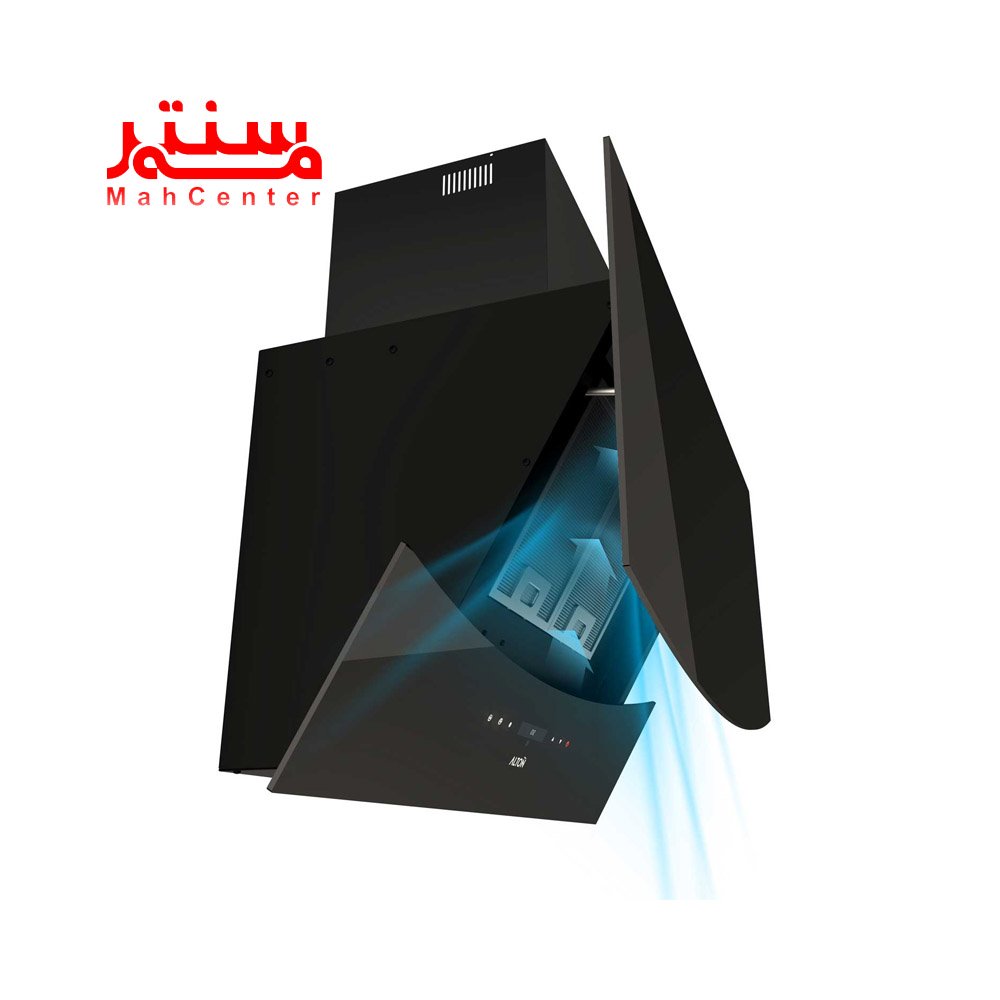 نمای کناری و نمایش گردش هوا و مکش در هود مورب آلتون مدل h308n