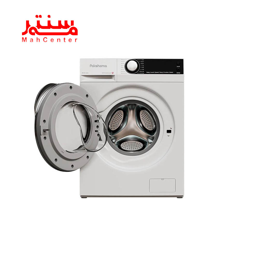 نمای روبه رویی و در باز ماشین لباسشویی پاکشوما مدل u9-w